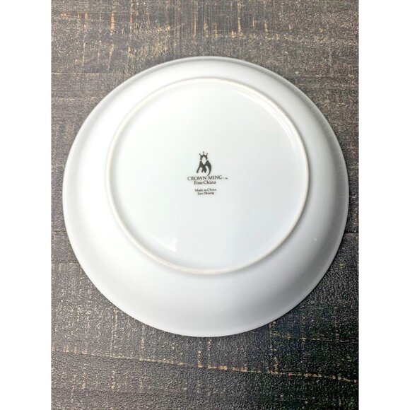 CROWN MING Fine China ROYAL PALM White Silver Wedding Lace Salad Soup Bowl 7.5" - Picture 4 of 6